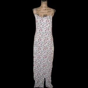 Wonderly Medium White Floral Print Maxi Slip Dress NWT